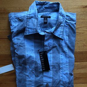 Van Heusen Short Sleeve Plaid Blue/Gray Shirt L